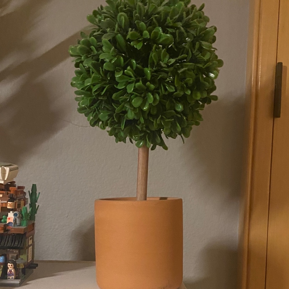 Green Faux Topiary in Terracotta Pot